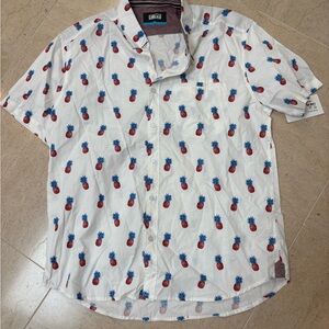 Alton Pineapple Print Short Sleeve Button-Up Shirt - Size L